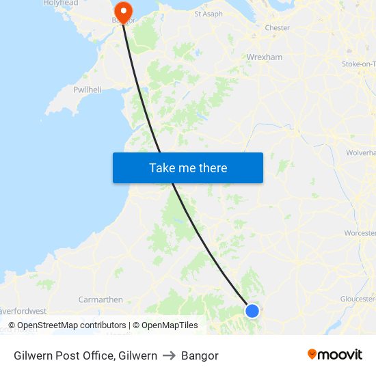 Gilwern Post Office, Gilwern to Bangor map