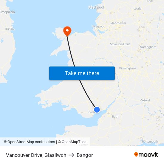 Vancouver Drive, Glasllwch to Bangor map