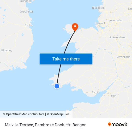 Melville Terrace, Pembroke Dock to Bangor map