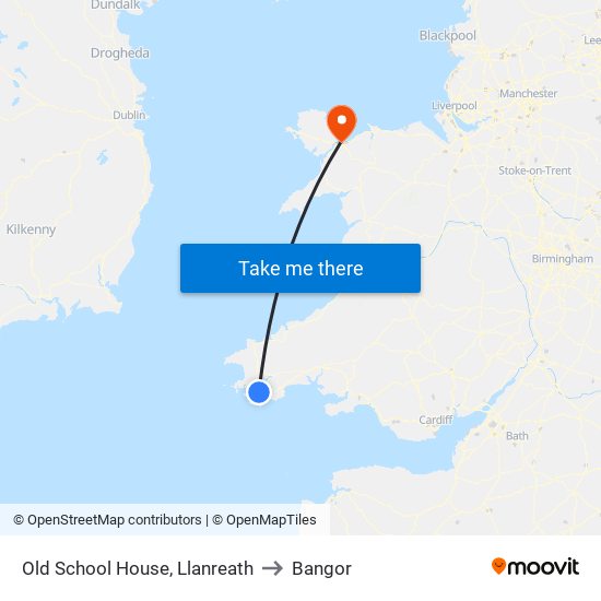 Old School House, Llanreath to Bangor map