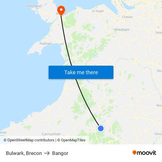 Bulwark, Brecon to Bangor map