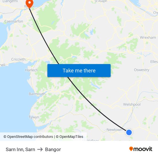 Sarn Inn, Sarn to Bangor map