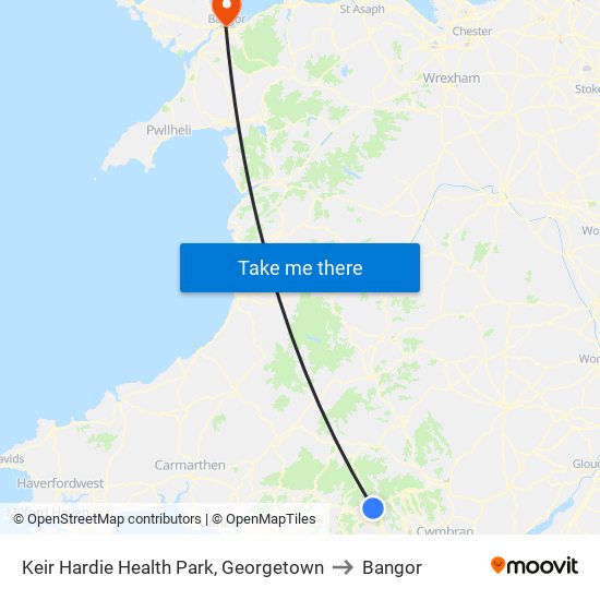 Keir Hardie Health Park, Georgetown to Bangor map