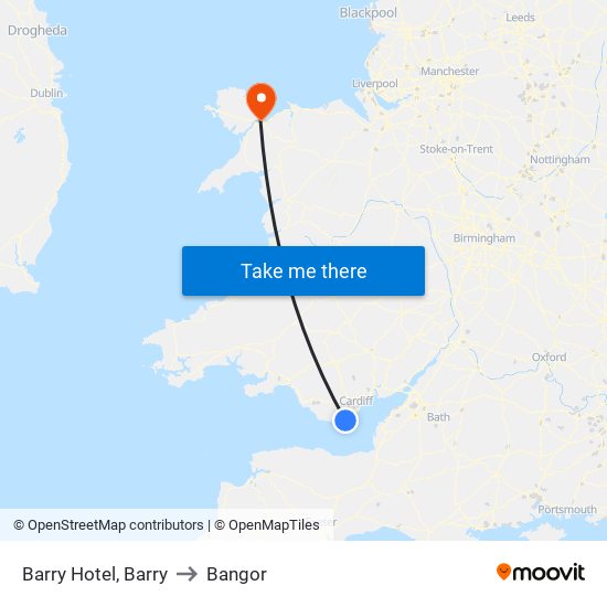 Barry Hotel, Barry to Bangor map