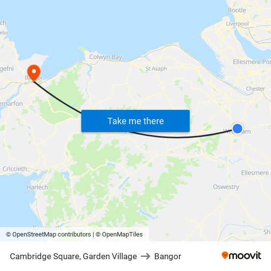 Cambridge Square, Garden Village to Bangor map