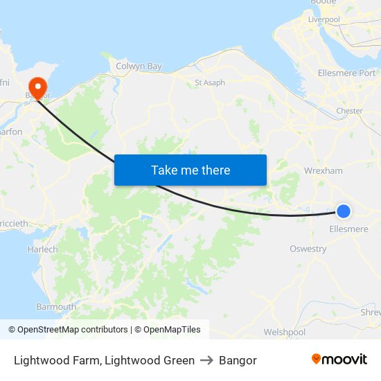 Lightwood Farm, Lightwood Green to Bangor map