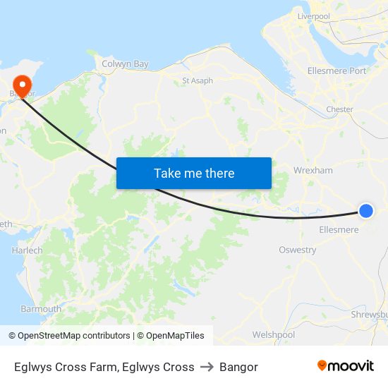 Eglwys Cross Farm, Eglwys Cross to Bangor map