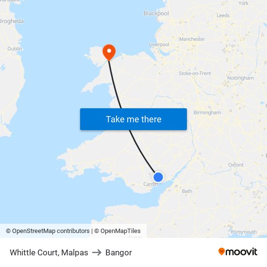 Whittle Court, Malpas to Bangor map