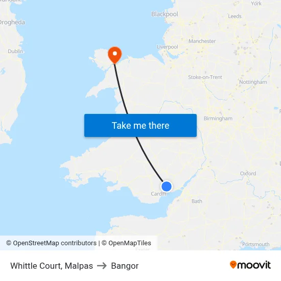 Whittle Court, Malpas to Bangor map