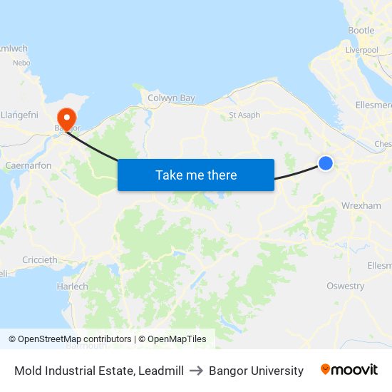 Mold Industrial Estate, Leadmill to Bangor University map