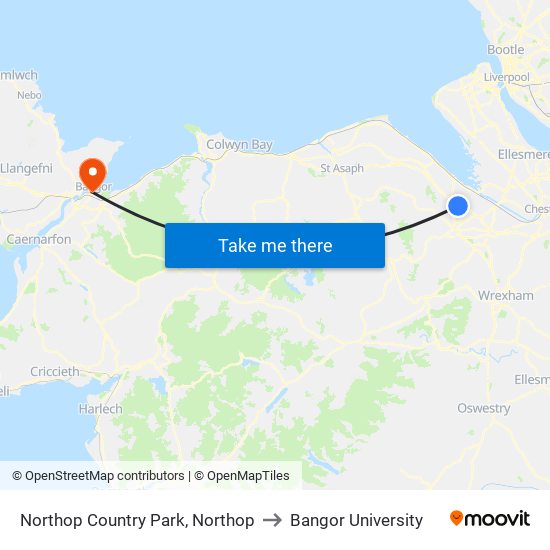 Northop Country Park, Northop to Bangor University map