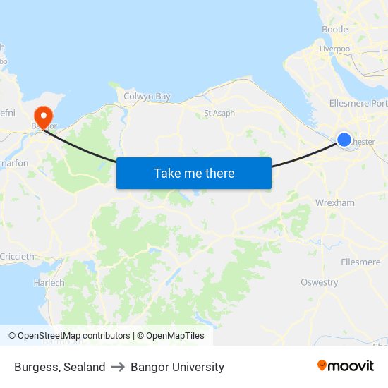 Burgess, Sealand to Bangor University map