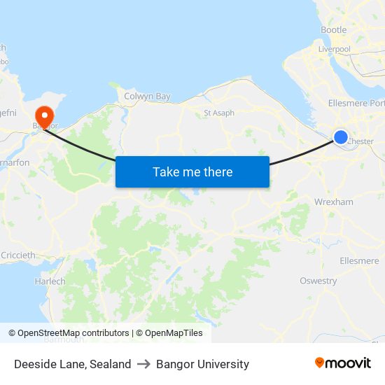 Deeside Lane, Sealand to Bangor University map