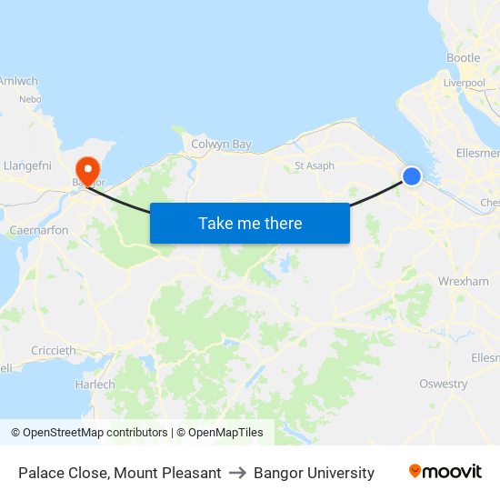 Palace Close, Mount Pleasant to Bangor University map