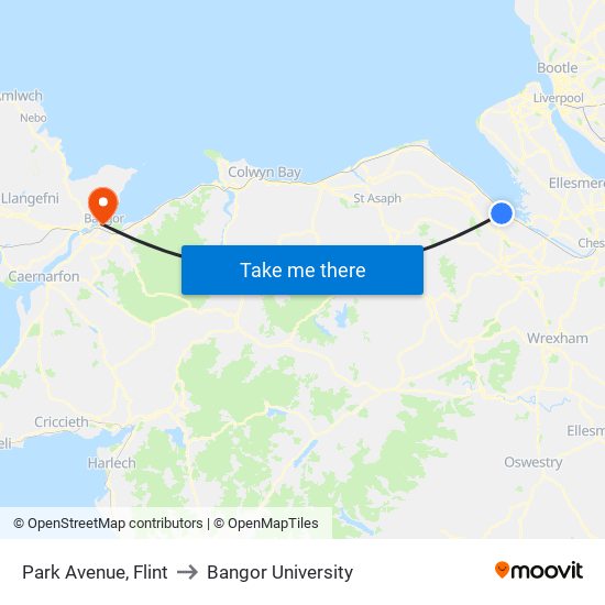 Park Avenue, Flint to Bangor University map