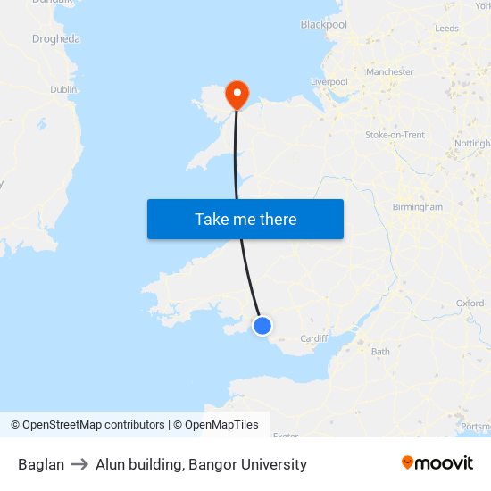 Baglan to Alun building, Bangor University map