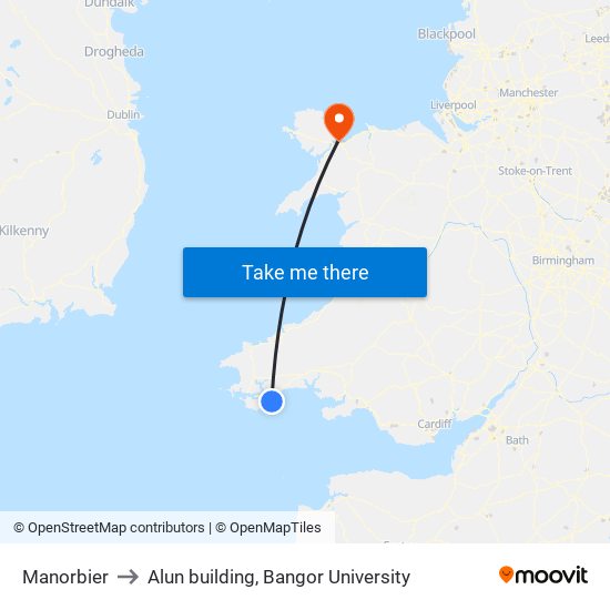 Manorbier to Alun building, Bangor University map