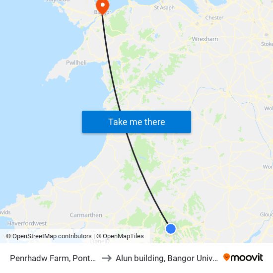Penrhadw Farm, Pontsticill to Alun building, Bangor University map