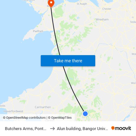 Butchers Arms, Pontsticill to Alun building, Bangor University map