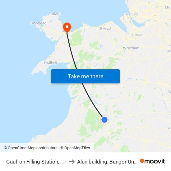 Gaufron Filling Station, Gaufron to Alun building, Bangor University map