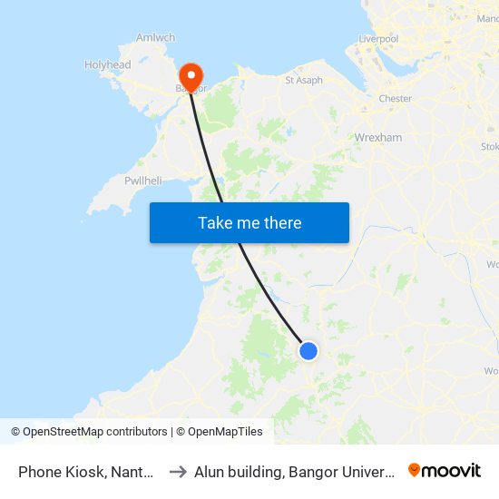 Phone Kiosk, Nantmel to Alun building, Bangor University map