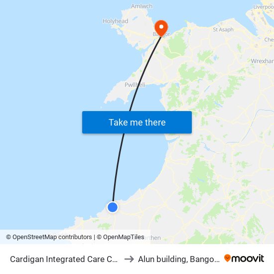 Cardigan Integrated Care Centre, Cardigan to Alun building, Bangor University map