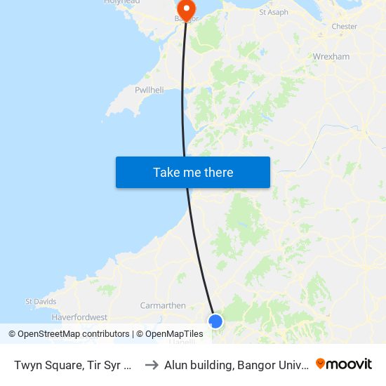 Twyn Square, Tir Syr Walter to Alun building, Bangor University map