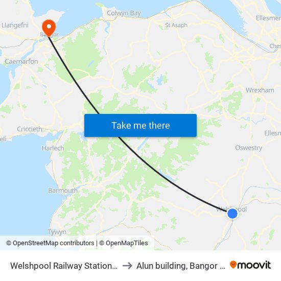 Welshpool Railway Station, Welshpool to Alun building, Bangor University map