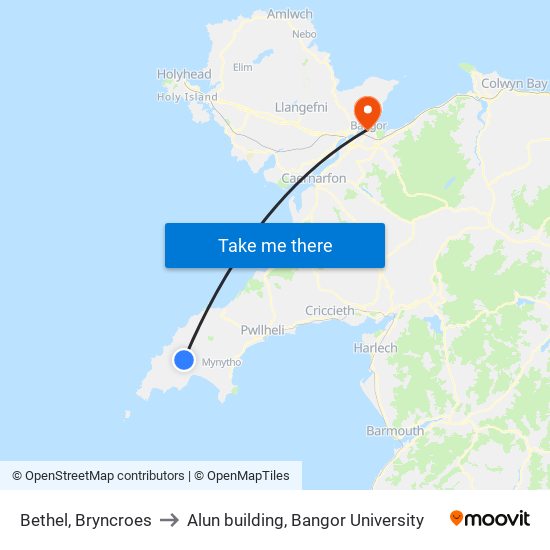 Bethel, Bryncroes to Alun building, Bangor University map