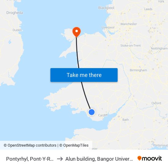 Pontyrhyl, Pont-Y-Rhyl to Alun building, Bangor University map