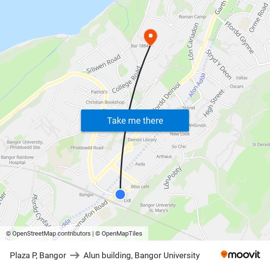 Plaza P, Bangor to Alun building, Bangor University map