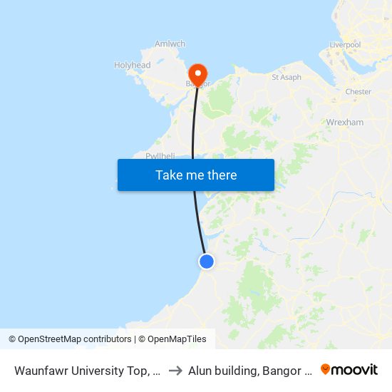 Waunfawr University Top, Waun-Fawr to Alun building, Bangor University map