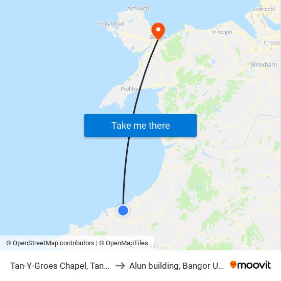 Tan-Y-Groes Chapel, Tan-Y-Groes to Alun building, Bangor University map