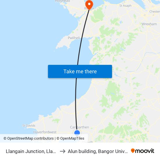 Llangain Junction, Llangain to Alun building, Bangor University map