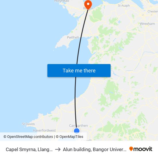 Capel Smyrna, Llangain to Alun building, Bangor University map