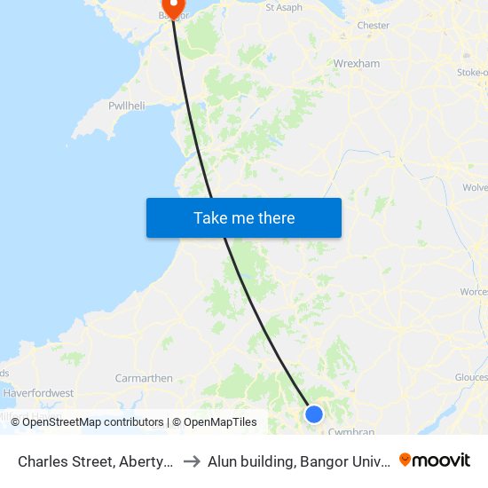 Charles Street, Abertysswg to Alun building, Bangor University map