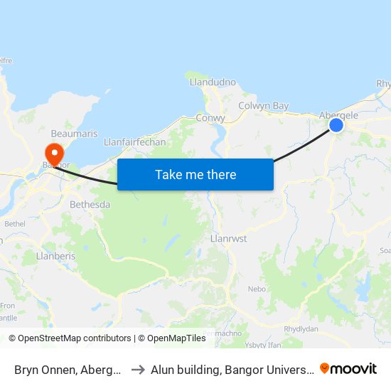 Bryn Onnen, Abergele to Alun building, Bangor University map