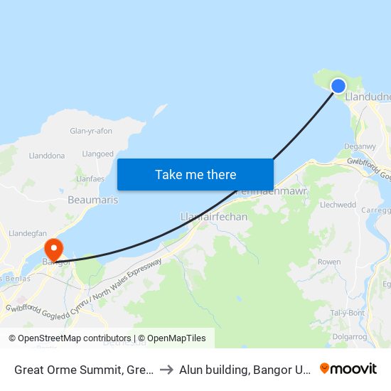 Great Orme Summit, Great Orme to Alun building, Bangor University map