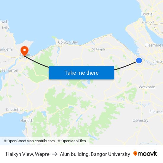 Halkyn View, Wepre to Alun building, Bangor University map