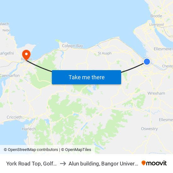 York Road Top, Golftyn to Alun building, Bangor University map