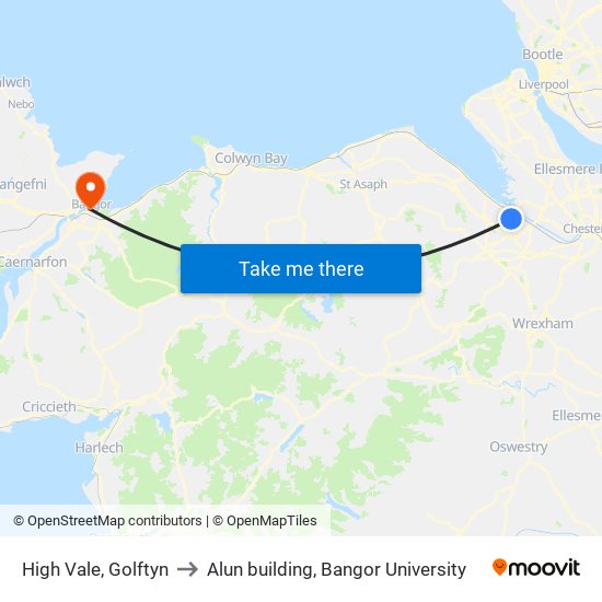 High Vale, Golftyn to Alun building, Bangor University map