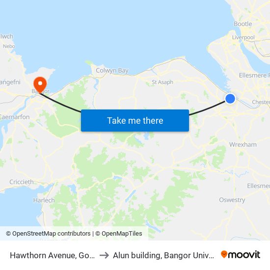 Hawthorn Avenue, Golftyn to Alun building, Bangor University map