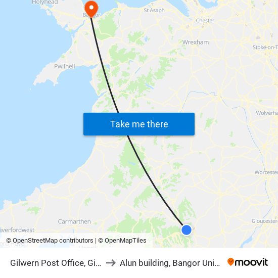 Gilwern Post Office, Gilwern to Alun building, Bangor University map