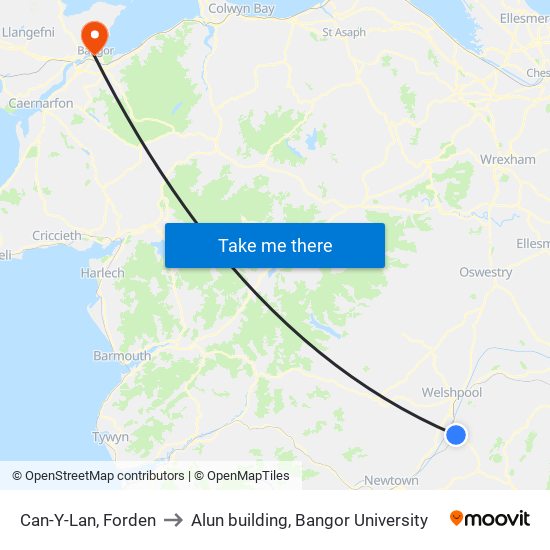 Can-Y-Lan, Forden to Alun building, Bangor University map