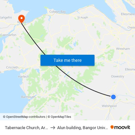 Tabernacle Church, Arddlin to Alun building, Bangor University map