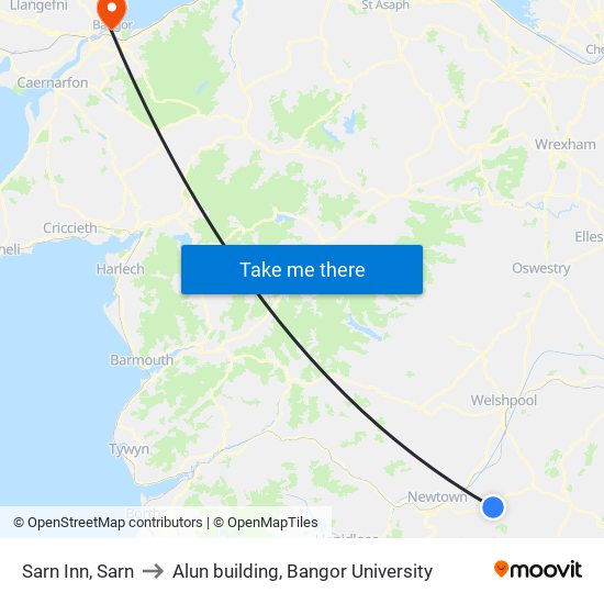 Sarn Inn, Sarn to Alun building, Bangor University map