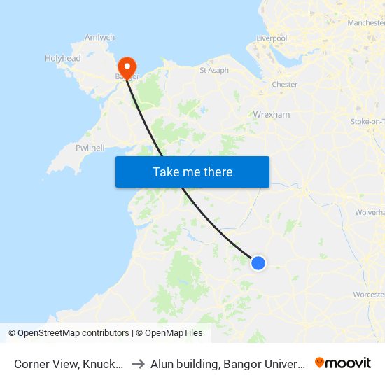 Corner View, Knucklas to Alun building, Bangor University map