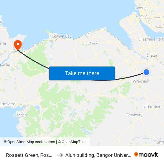Rossett Green, Rossett to Alun building, Bangor University map