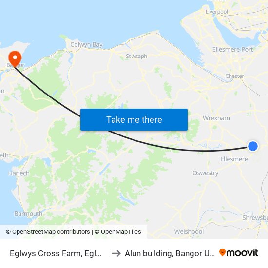 Eglwys Cross Farm, Eglwys Cross to Alun building, Bangor University map