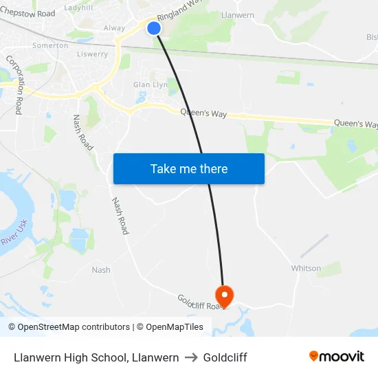 Llanwern High School, Llanwern to Goldcliff map